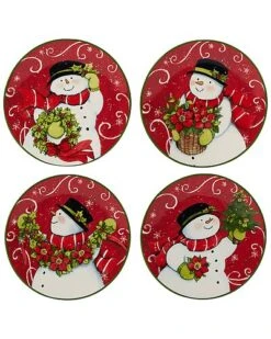 Holiday Magic Snowman Set Of 4 Canape Plates Home