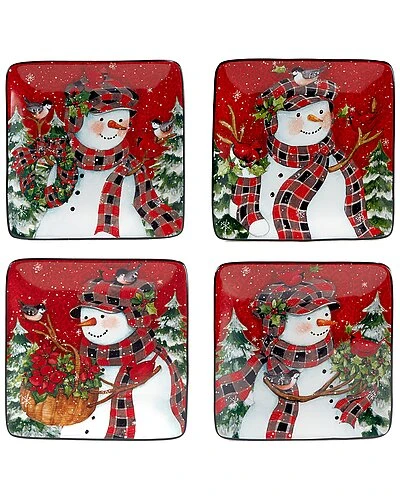Hristmas Lodge Snowman Set Of 4 Canape Plates Home 1 Hristmas Lodge Snowman Set Of 4 Canape Plates Home
