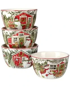 Snowman's Farmhouse Set Of 4 Ice Cream Bowl Home