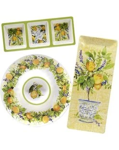 Melamine 3pc Lemon Zest Hostess Set Home