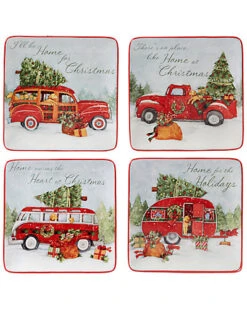 Home For Christmas Set Of 4 Dessesrt Plate