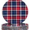 Patriotic Plaid Salad Plates (Set Of 6) Home