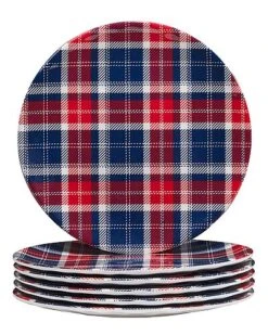 Patriotic Plaid Salad Plates (Set Of 6) Home