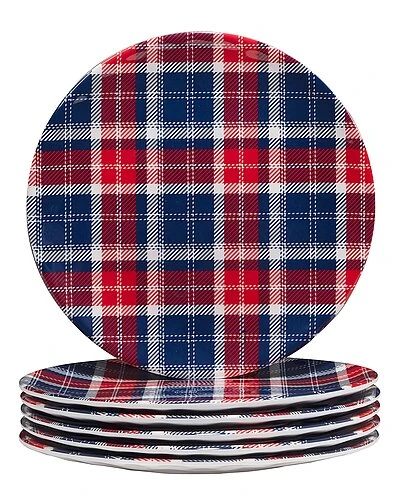 Patriotic Plaid Salad Plates (Set Of 6) Home 1 Patriotic Plaid Salad Plates (Set Of 6) Home