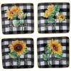 Set Of 4 Sunflower Fields Canape Plates Home