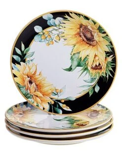 Set Of 4 Sunflower Fields Dinner Plates Home