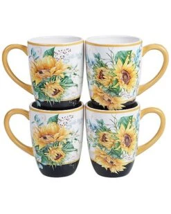 Set Of 4 Sunflower Fields Mugs Home