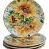 Set Of 4 Sunflower Fields Dessert Plates Home