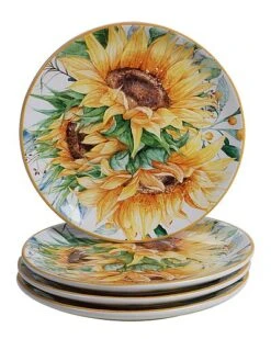 Set Of 4 Sunflower Fields Dessert Plates Home