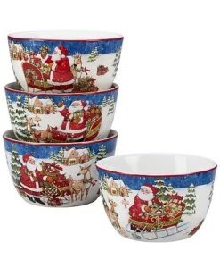 Santa's Workshop Set Of 4 Ice Cream Bowl Home