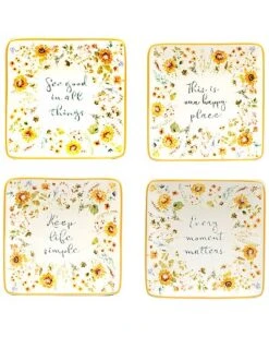 Sunflowers Forever Set Of 4 Canape Plates Home