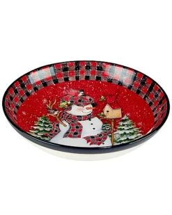 Hristmas Lodge Snowman Serving Bowl Home