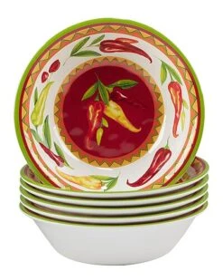 Melamine Set Of 6 Red Hot All-Purpose Bowls Home