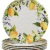 Melamine Set Of 6 Lemon Zest Dinner Plates Home