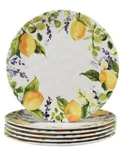 Melamine Set Of 6 Lemon Zest Dinner Plates Home