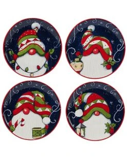 Holiday Magic Gnomes Set Of 4 Canape Plates Home