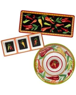 Melamine 3pc Red Hot Hostess Set Home
