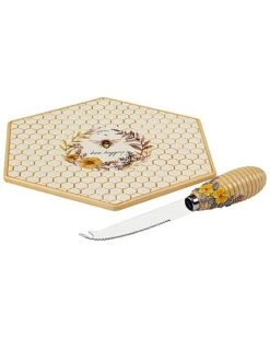 Bee Sweet Cheese Plate With Knife And Bowl With Spreader Home -Certified International Shop 3050944318 RLLD 3