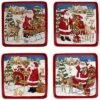 Santa's Workshop Set Of 4 Canape Plates Home